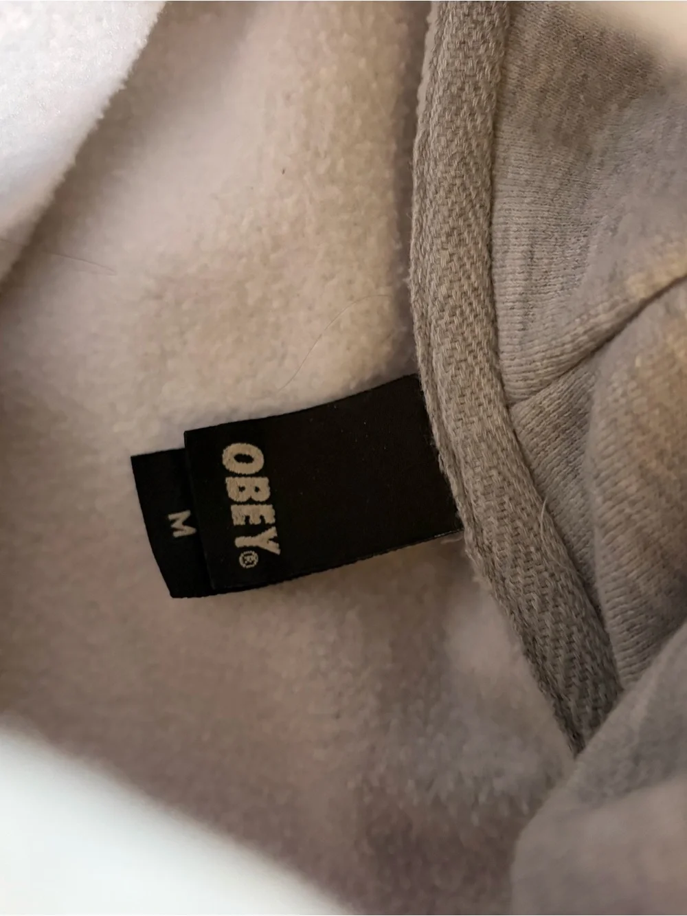 OBEY Men's Light Gray Graphic Hoodie Sweatshirt